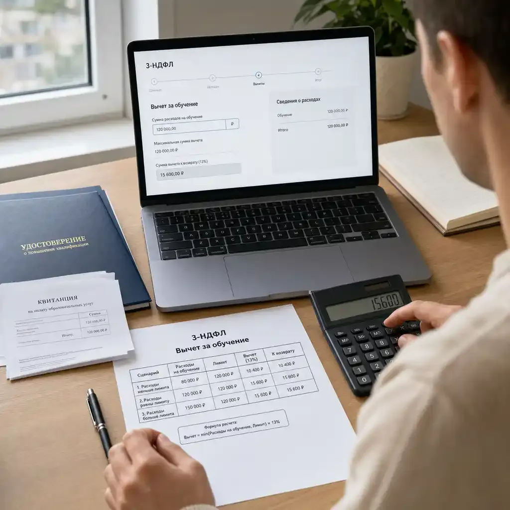 Как подать 3-НДФЛ на вычет за курсы повышения квалификации онлайн Расчет суммы возврата: лимиты и математические сценарии