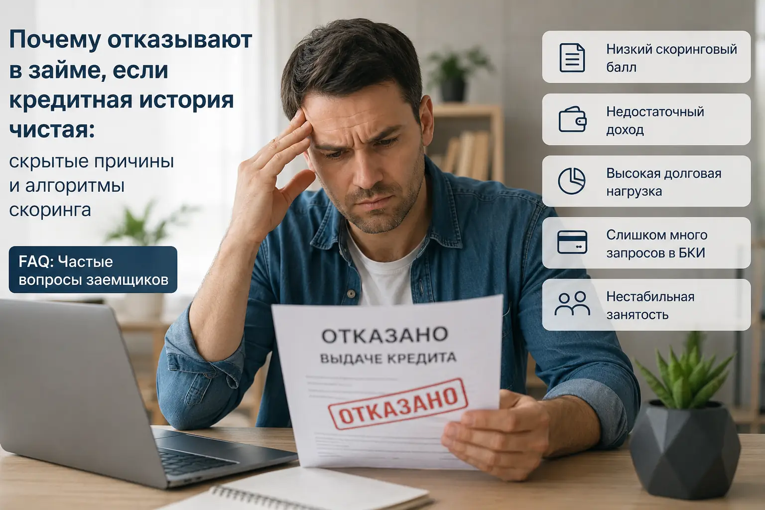 Почему отказывают в займе, если кредитная история чистая: скрытые причины и алгоритмы скоринга FAQ: Частые вопросы заемщиков