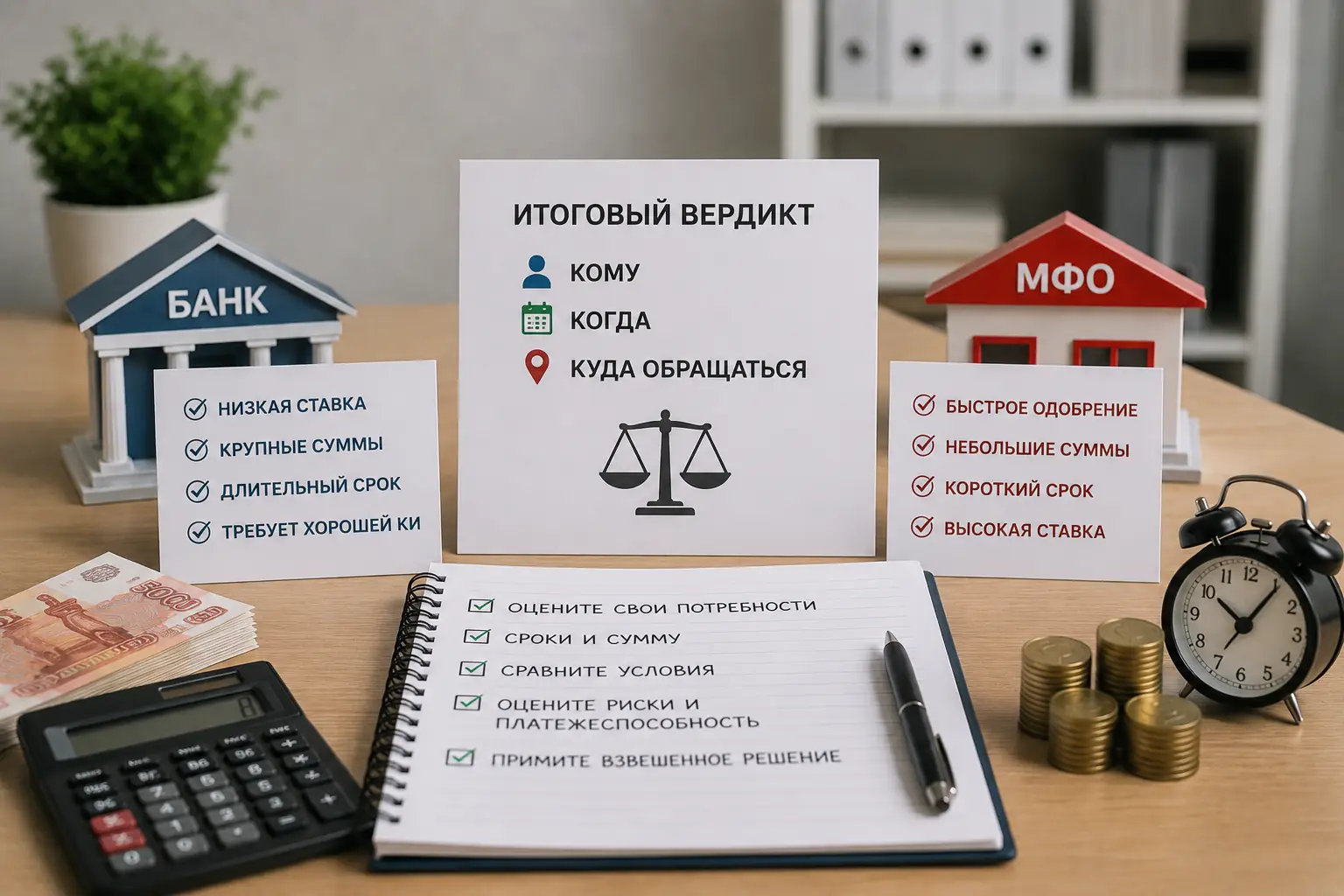 Сравнение банков и МФО: где выгоднее брать кредит Итоговый вердикт: кому, когда и куда обращаться